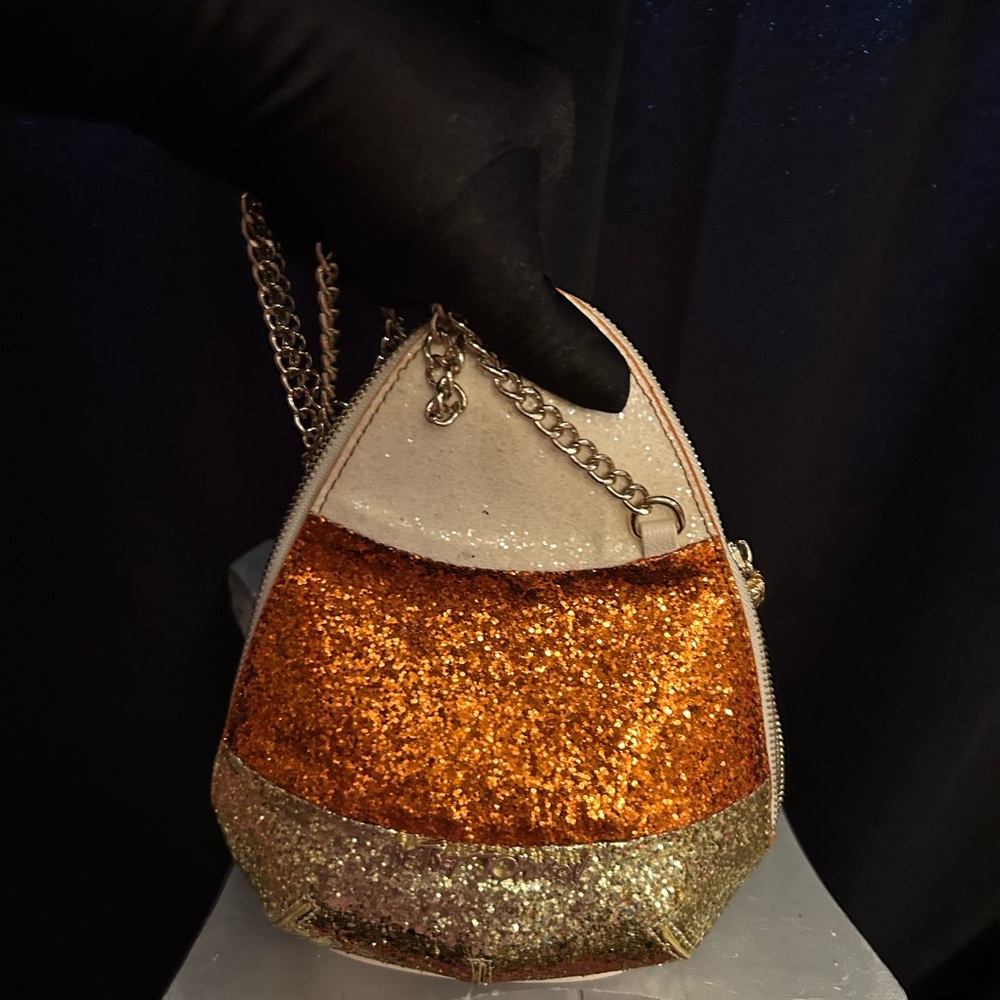 Betsey Johnson Gold and Orange Glitter Candy Corn Clutch - Picture 2 of 3